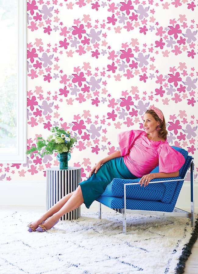 lele-lillies-pink-peel-and-stick-wallpaper-york-wallcoverings-lss4951 - York Wallcoverings Wallpaper