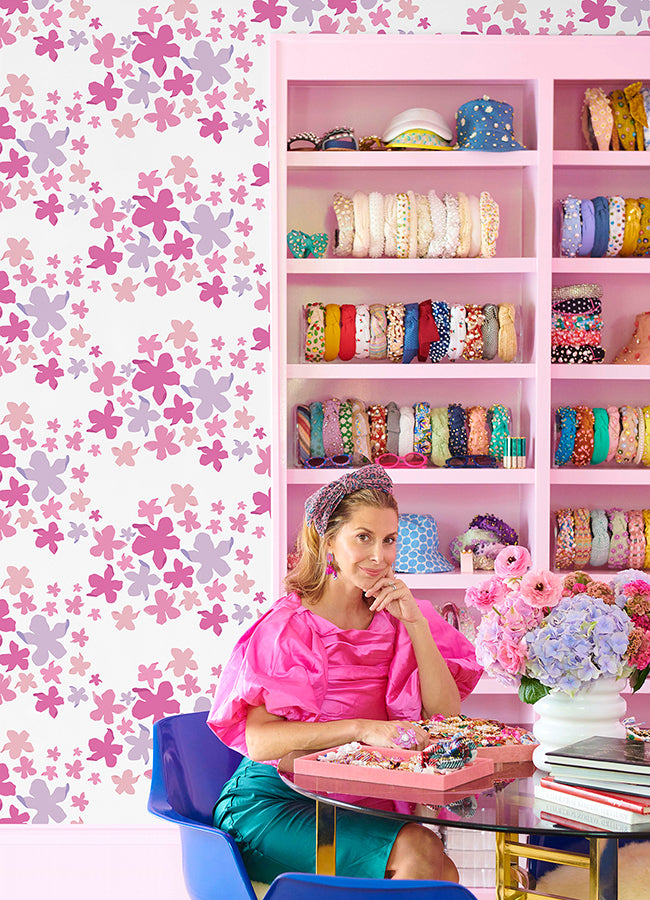 lele-lillies-pink-peel-and-stick-wallpaper-york-wallcoverings-lss4951 - York Wallcoverings Wallpaper
