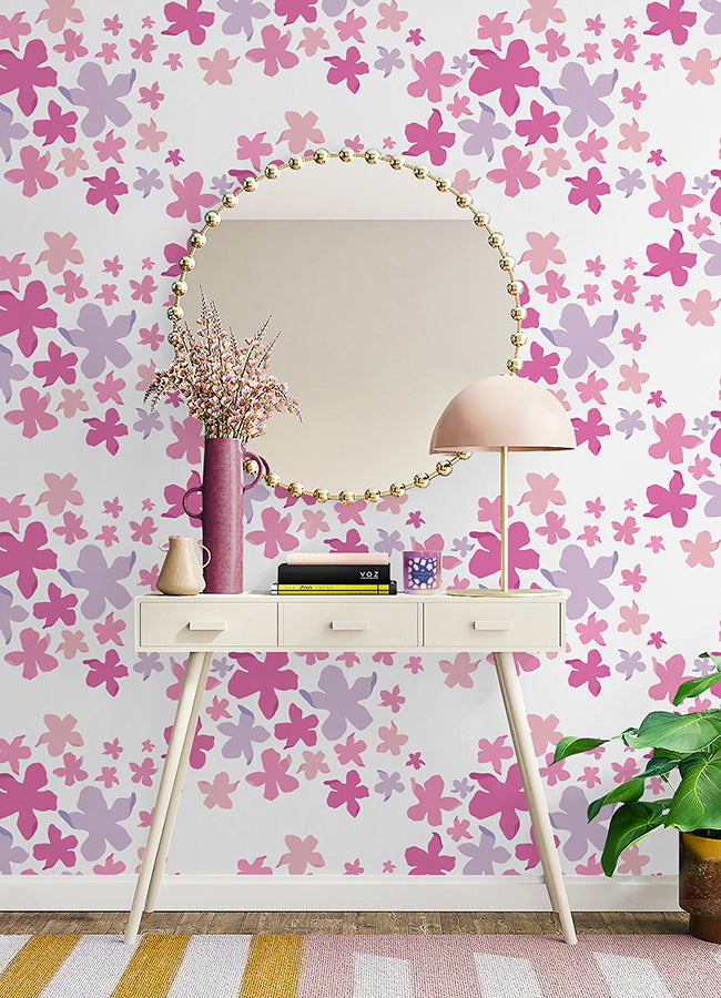 lele-lillies-pink-peel-and-stick-wallpaper-york-wallcoverings-lss4951 - York Wallcoverings Wallpaper