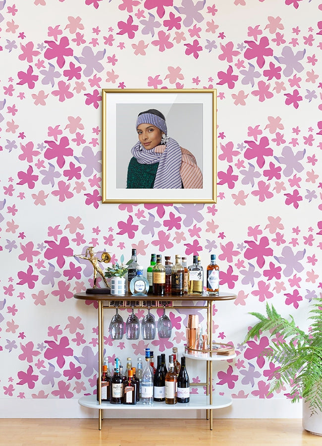lele-lillies-pink-peel-and-stick-wallpaper-york-wallcoverings-lss4951 - York Wallcoverings Wallpaper