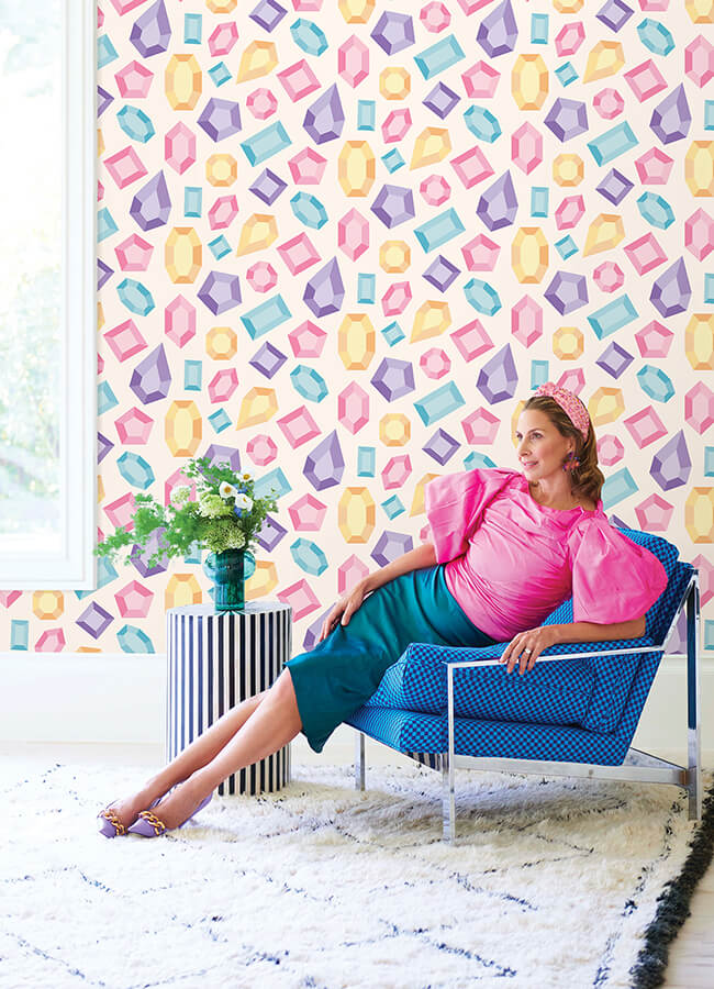 lele-gems-ivory-peel-and-stick-wallpaper-york-wallcoverings-lss4954 - York Wallcoverings Wallpaper