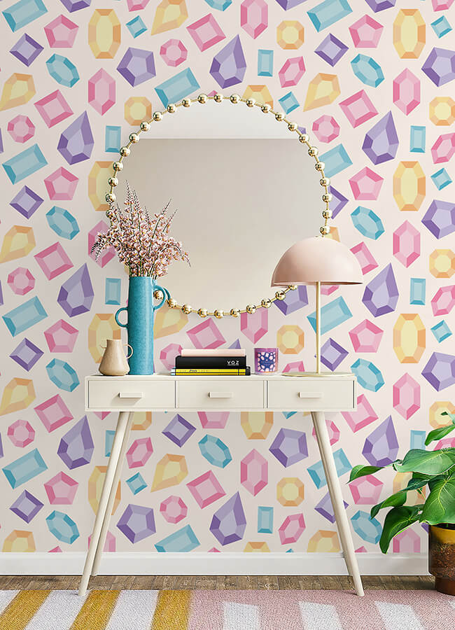 lele-gems-ivory-peel-and-stick-wallpaper-york-wallcoverings-lss4954 - York Wallcoverings Wallpaper