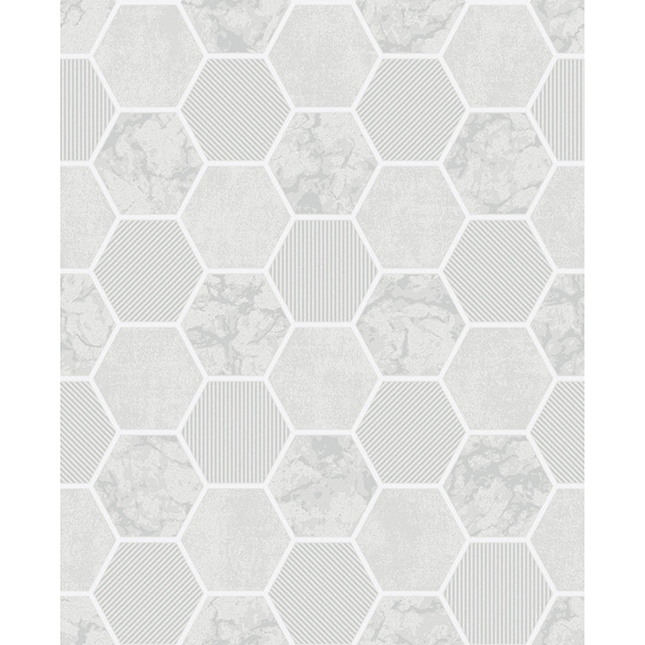 ceramica-grey-hexagon-tile-wallpaper-york-wallcoverings-fd42411 - York Wallcoverings Wallpaper