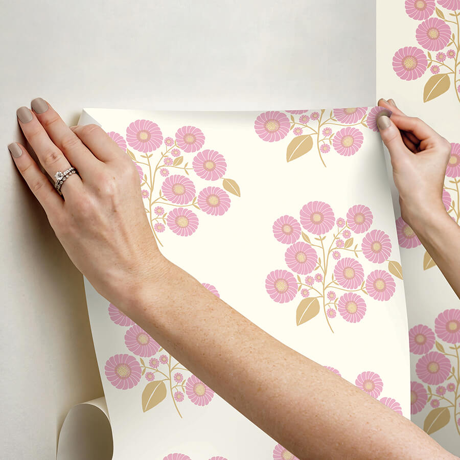 lilac-sienna-strawflower-peel-and-stick-wallpaper-york-wallcoverings-jhs5029 - York Wallcoverings Wallpaper