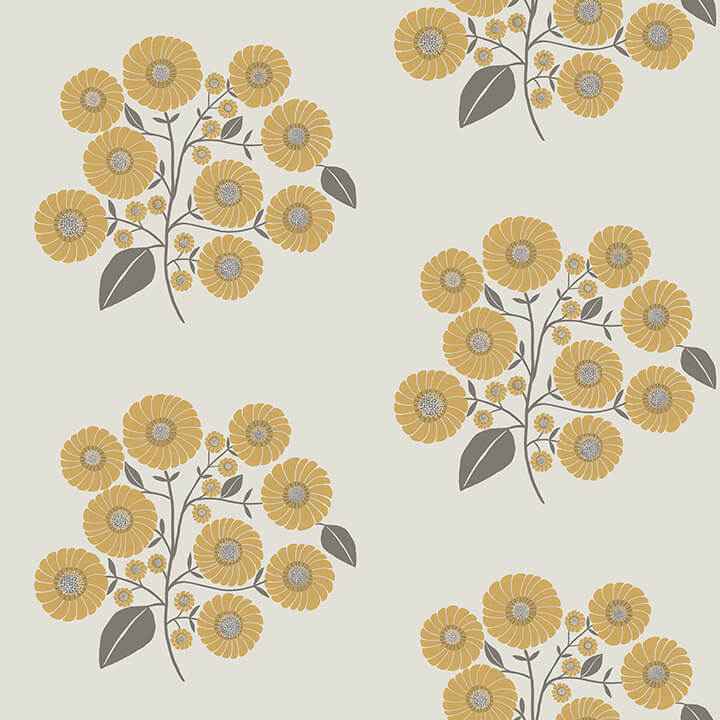 Mustard Grey Strawflower Peel and Stick Wallpaper - York Wallcoverings - JHS5031 - York Wallcoverings Wallpaper