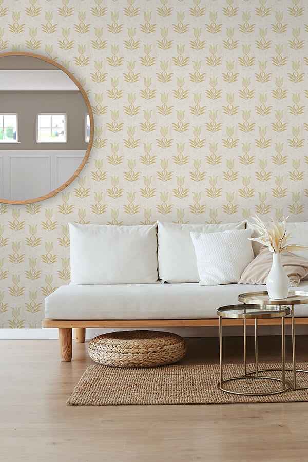 Mustard Parrot Tulip Peel and Stick Wallpaper - York Wallcoverings - JHS5032 - York Wallcoverings Wallpaper
