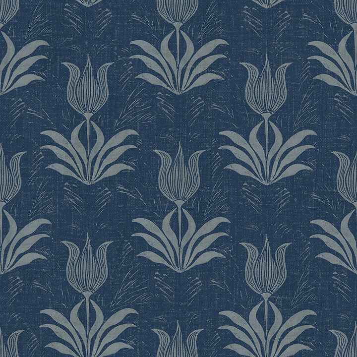 Navy Parrot Tulip Peel and Stick Wallpaper - York Wallcoverings - JHS5034