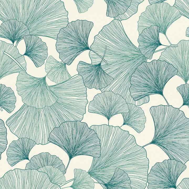 waft-teal-ginkgo-wallpaper-york-wallcoverings-rh407662 - York Wallcoverings Wallpaper