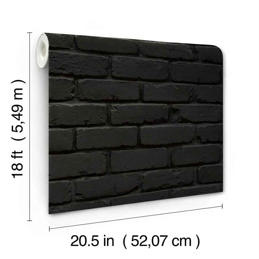Black Amsterdam Brick Peel and Stick Wallpaper - York Wallcoverings - NUS4842 - York Wallcoverings Wallpaper