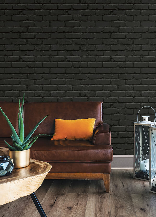 black-amsterdam-brick-peel-and-stick-wallpaper-york-wallcoverings-nus4842 - York Wallcoverings Wallpaper