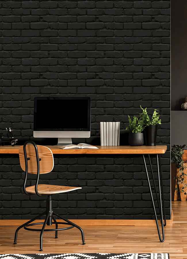Black Amsterdam Brick Peel and Stick Wallpaper - York Wallcoverings - NUS4842 - York Wallcoverings Wallpaper