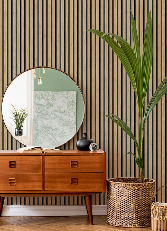 oak-slat-wood-peel-and-stick-wallpaper-york-wallcoverings-nus4846 - York Wallcoverings Wallpaper