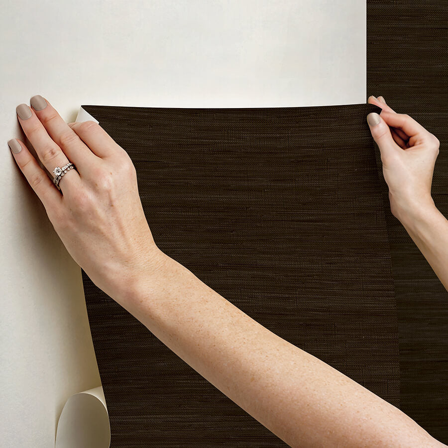 chocolate-classic-faux-grasscloth-peel-and-stick-wallpaper-york-wallcoverings-sss6010 - York Wallcoverings Wallpaper