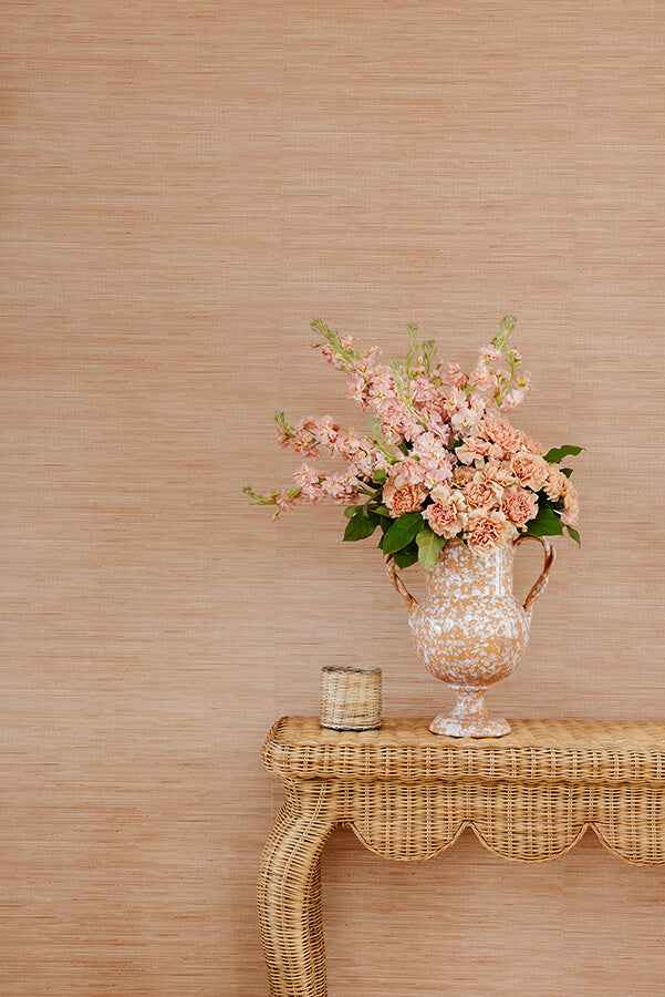 Apricot Classic Faux Grasscloth Peel and Stick Wallpaper - York Wallcoverings - SSS6011 - York Wallcoverings Wallpaper