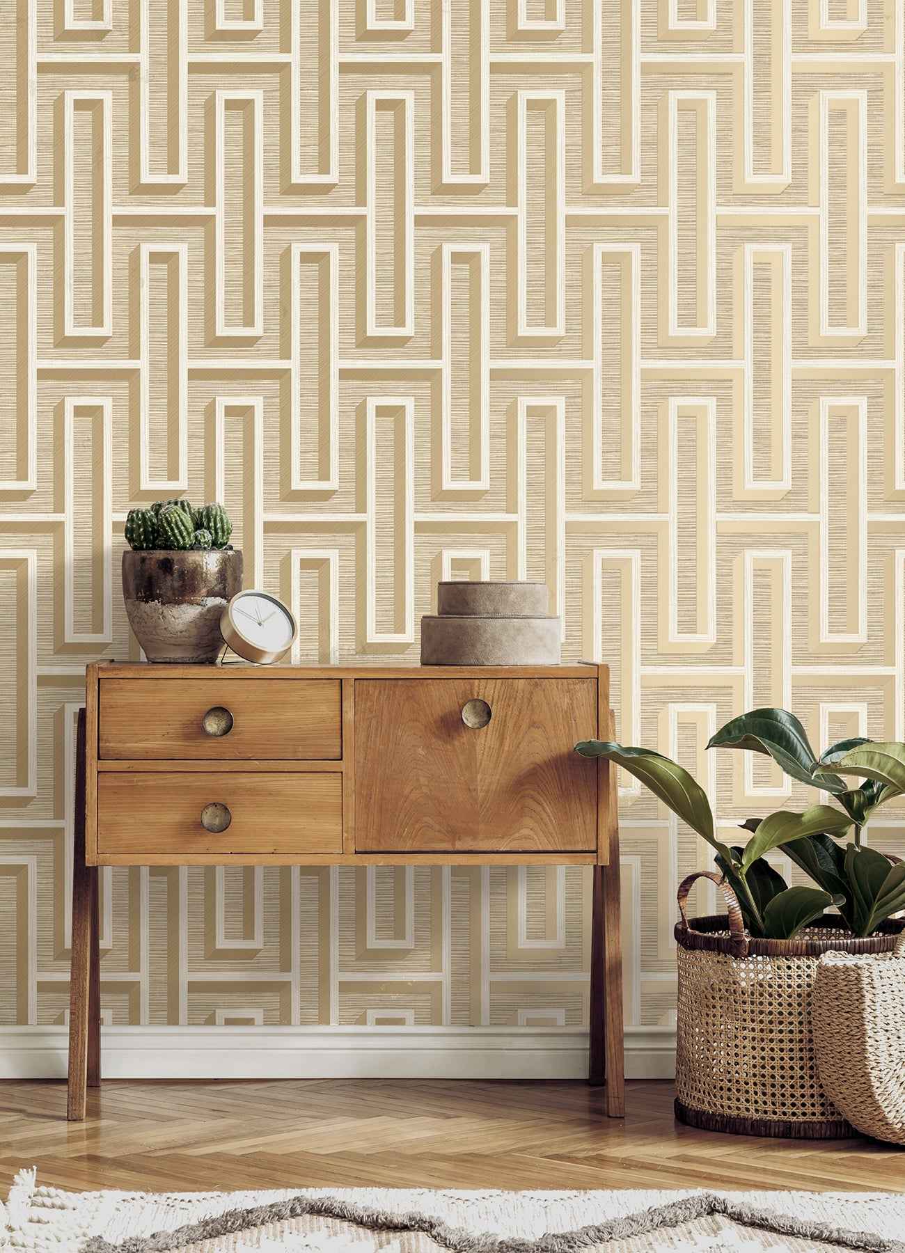 Henley Wheat Geometric Grasscloth Wallpaper - York Wallcoverings - 4125-26721 - York Wallcoverings Wallpaper