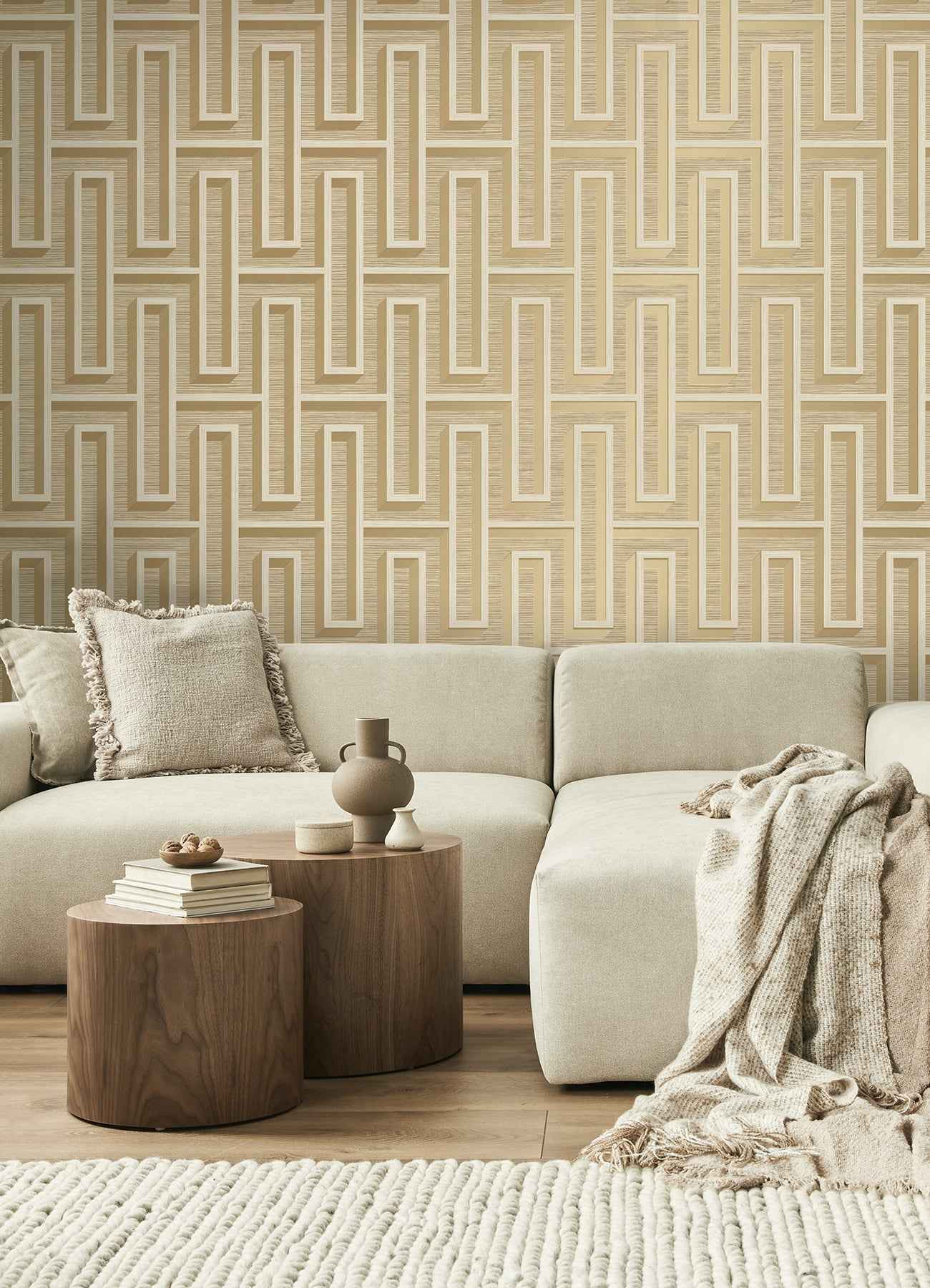 Henley Wheat Geometric Grasscloth Wallpaper - York Wallcoverings - 4125-26721 - York Wallcoverings Wallpaper