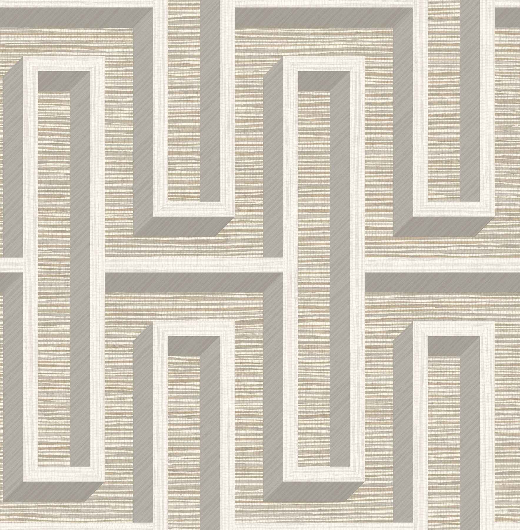 Henley Taupe Geometric Grasscloth Wallpaper - York Wallcoverings - 4125-26725 - York Wallcoverings Wallpaper
