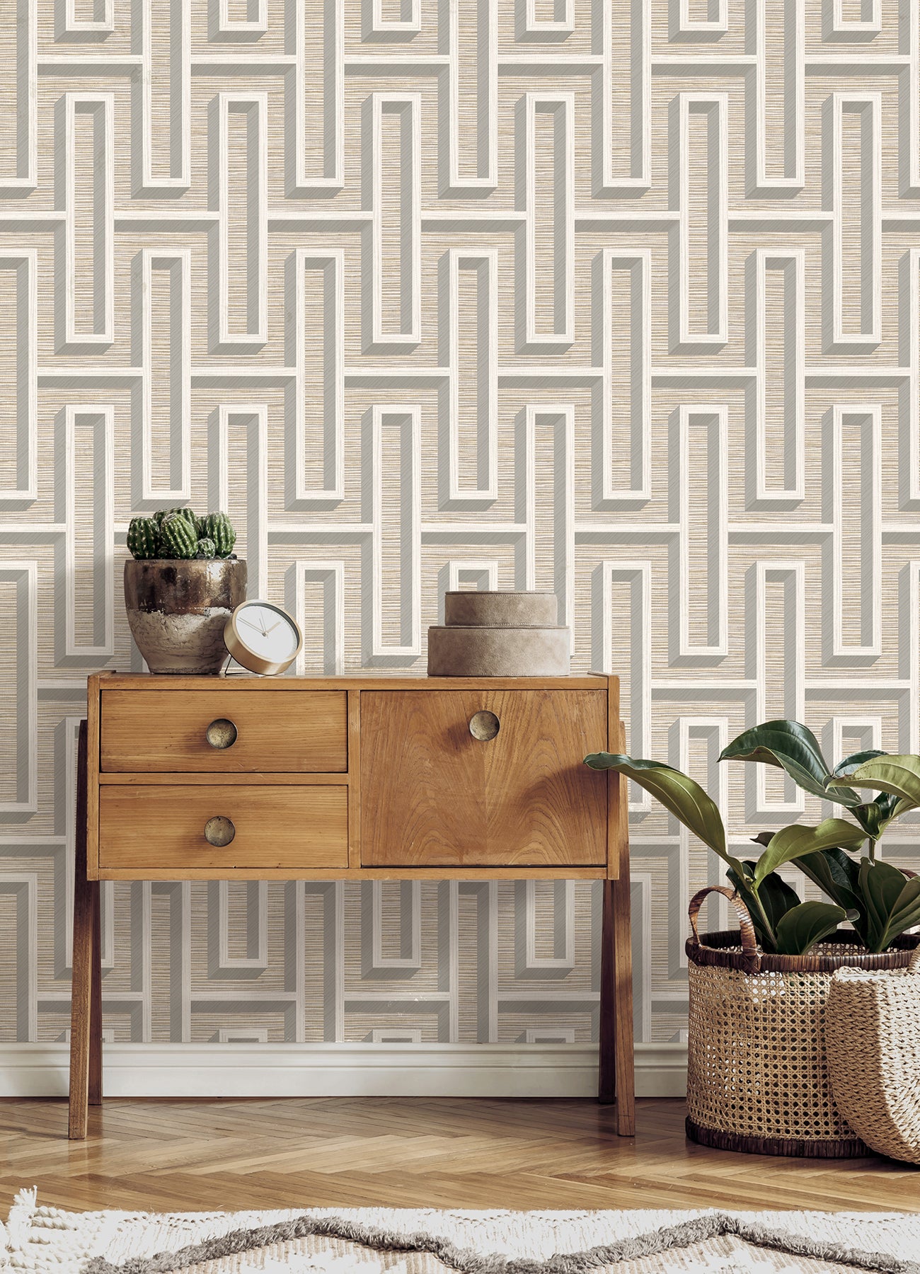 henley-taupe-geometric-grasscloth-wallpaper-york-wallcoverings-4125-26725 - York Wallpaper Wallpaper