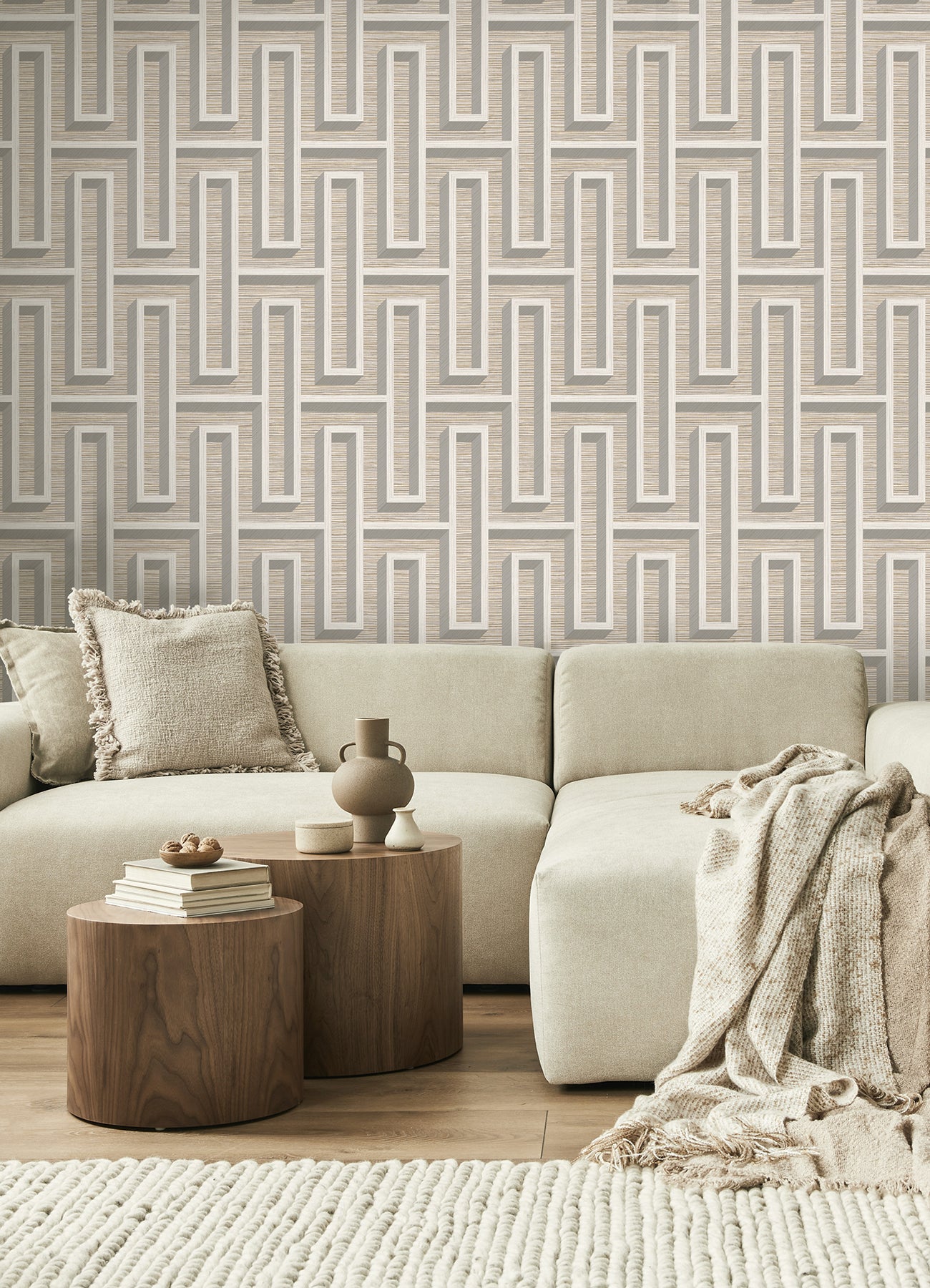 henley-taupe-geometric-grasscloth-wallpaper-york-wallcoverings-4125-26725 - York Wallpaper Wallpaper