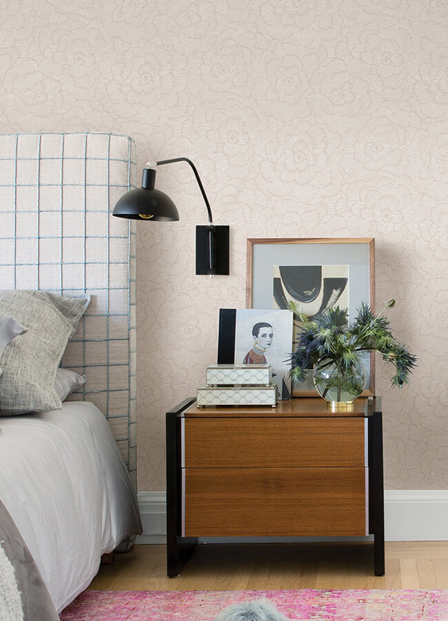 periwinkle-pink-textured-floral-wallpaper-york-wallcoverings-4120-26037 - York Wallcoverings Papel pintado