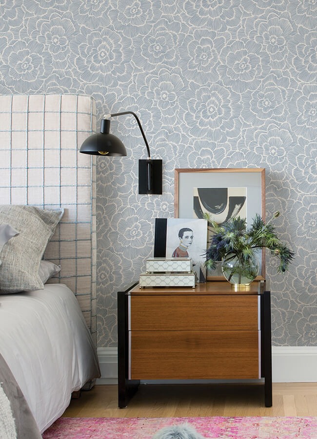 periwinkle-blue-textured-floral-wallpaper-york-wallcoverings-4120-26039 - York Wallcoverings Papel pintado