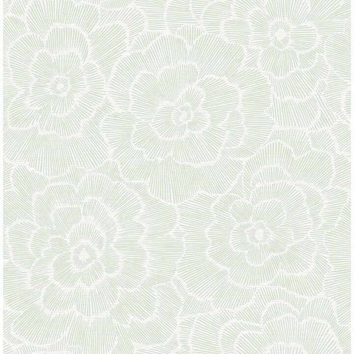 Periwinkle Light Green Textured Floral Wallpaper - York Wallcoverings - 4120-26040