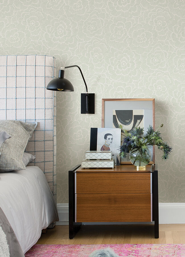 periwinkle-light-green-textured-floral-wallpaper-york-wallcoverings-4120-26040 - York Wallcoverings Papel pintado