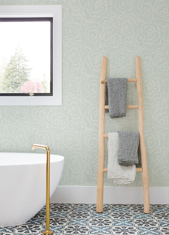 periwinkle-light-green-textured-floral-wallpaper-york-wallcoverings-4120-26040 - York Wallcoverings Papel pintado