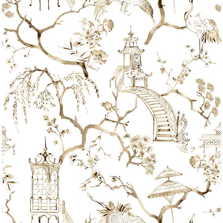 Serena Coffee Chinoiserie Wallpaper - York Wallcoverings - 4120-26807