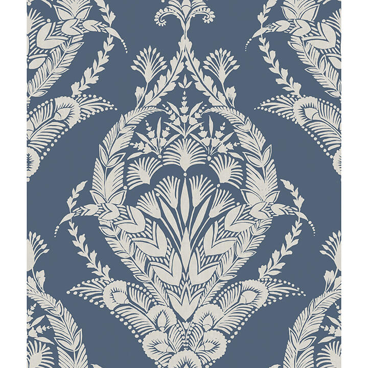 arlie-indigo-botanical-damask-wallpaper-york-wallcoverings-4120-26817 - York Wallcoverings Wallpaper