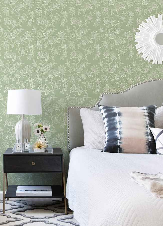 Maeve Sage Jacobean Trail Wallpaper - York Wallcoverings - 4120-26823 - York Wallcoverings Wallpaper