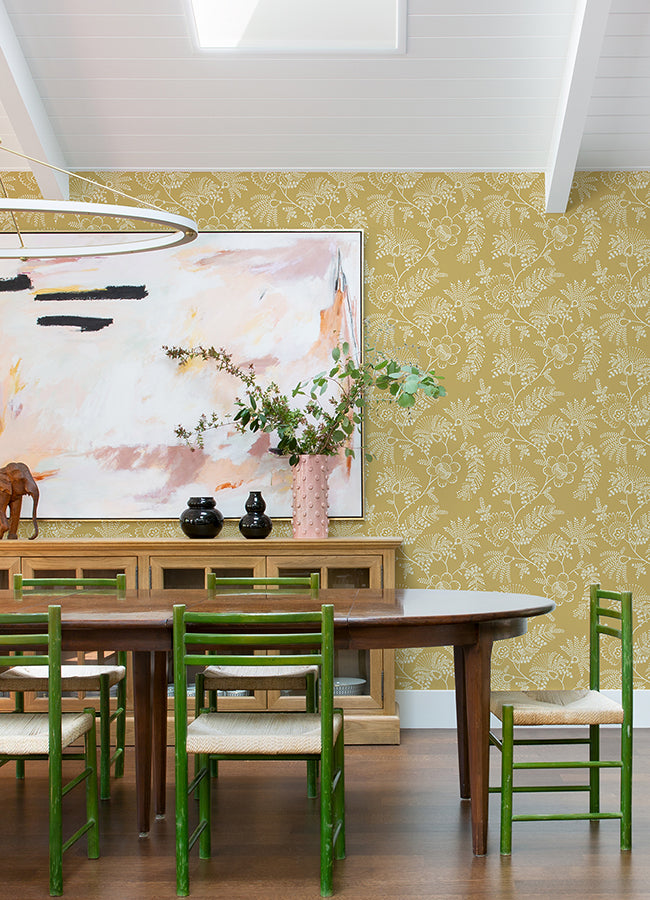 maeve-mustard-jacobean-trail-wallpaper-york-wallcoverings-4120-26826 - York Wallcoverings Papel pintado