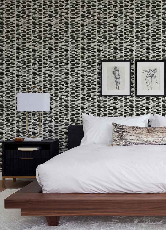 Myrtle Black Abstract Stripe Wallpaper - York Wallcoverings - 4120-26841 - York Wallcoverings Wallpaper