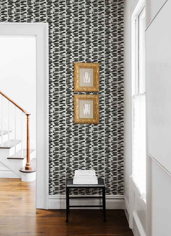 Myrtle Black Abstract Stripe Wallpaper - York Wallcoverings - 4120-26841 - York Wallcoverings Wallpaper