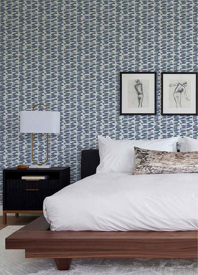 Myrtle Indigo Abstract Stripe Wallpaper - York Wallcoverings - 4120-26843 - York Wallcoverings Wallpaper