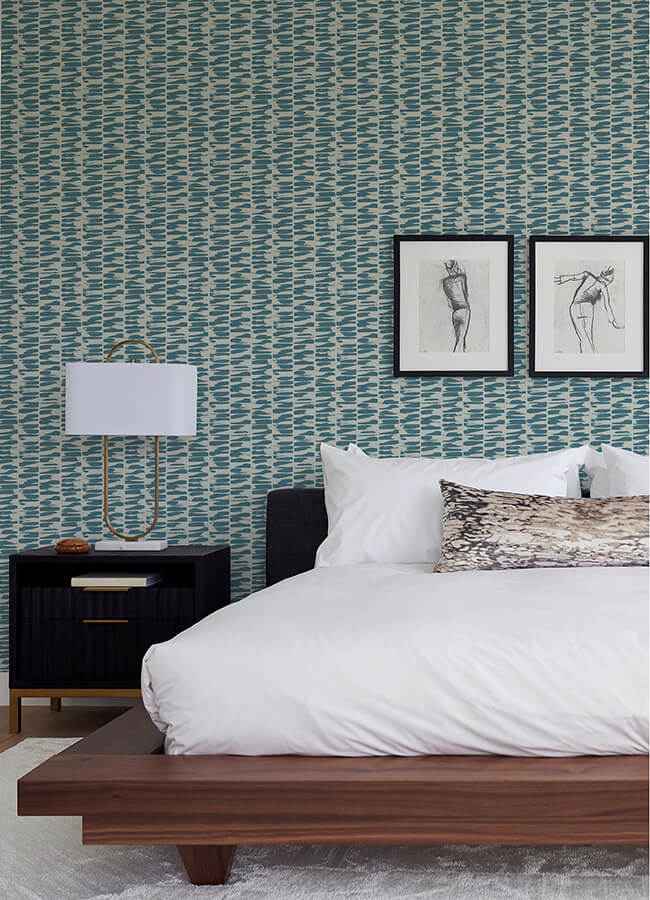 Myrtle Sea Green Abstract Stripe Wallpaper - York Wallcoverings - 4120-26844 - York Wallcoverings Wallpaper