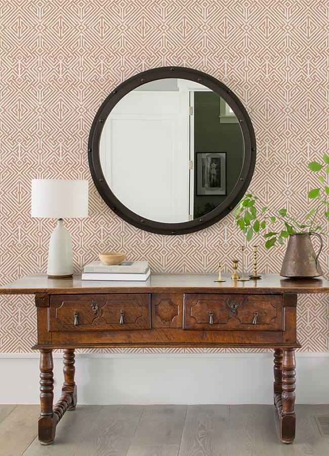 Lyon Coral Geometric Key Wallpaper - York Wallcoverings - 4120-26848 - York Wallcoverings Wallpaper