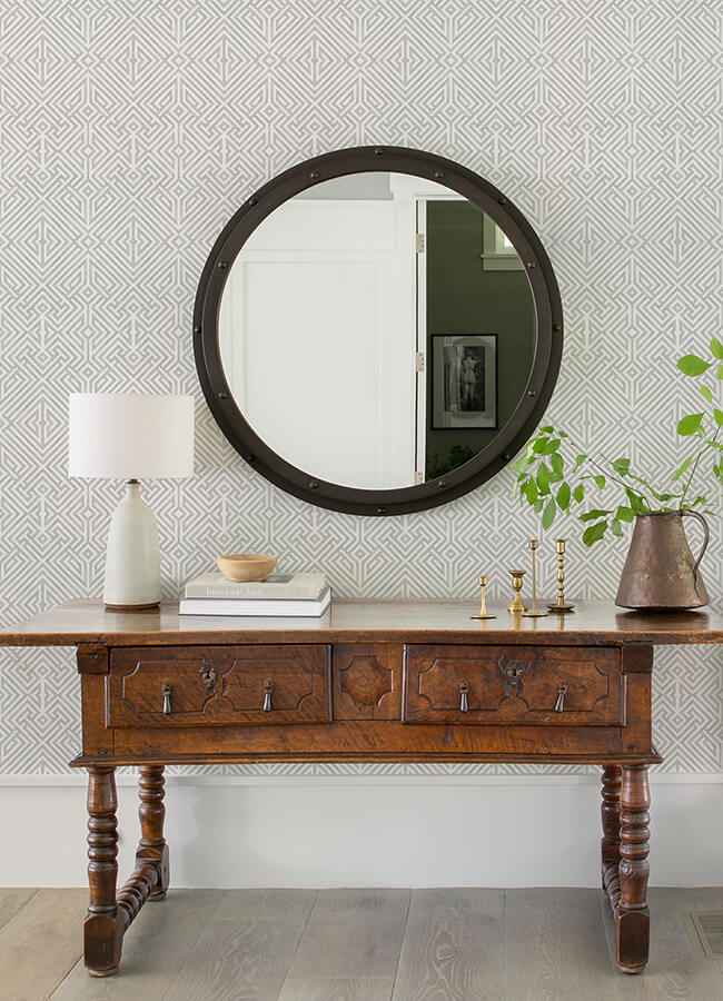 Lyon Silver Geometric Key Wallpaper - York Wallcoverings - 4120-26849 - York Wallcoverings Wallpaper