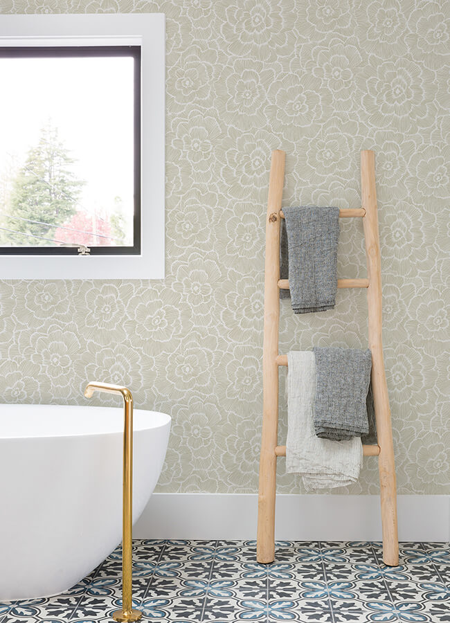 periwinkle-stone-textured-floral-wallpaper-york-wallcoverings-4120-26852 - York Wallcoverings Papel pintado