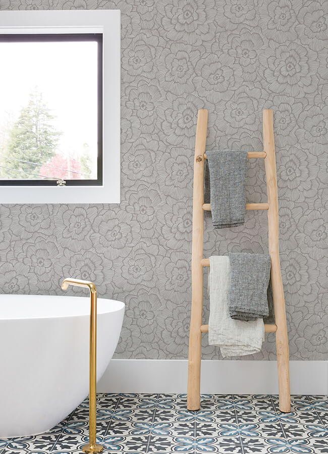 periwinkle-sterling-textured-floral-wallpaper-york-wallcoverings-4120-26853 - York Wallcoverings Papel pintado