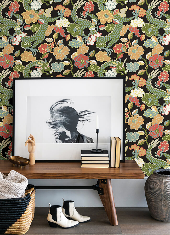 yanci-green-dragon-wallpaper-york-wallcoverings-4120-72005 - York Wallcoverings Papel pintado
