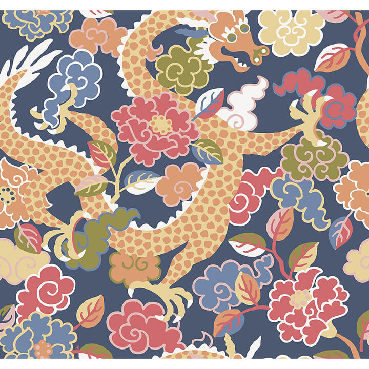 yanci-orange-dragon-wallpaper-york-wallcoverings-4120-72007 - York Wallcoverings Papel pintado