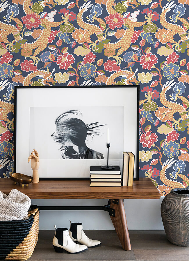 yanci-orange-dragon-wallpaper-york-wallcoverings-4120-72007 - York Wallcoverings Papel pintado