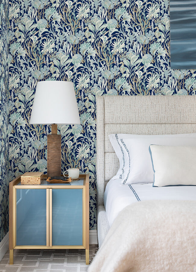 kelp-garden-navy-tropical-reef-wallpaper-york-wallcoverings-4071-71001 - York Wallcoverings Wallpaper