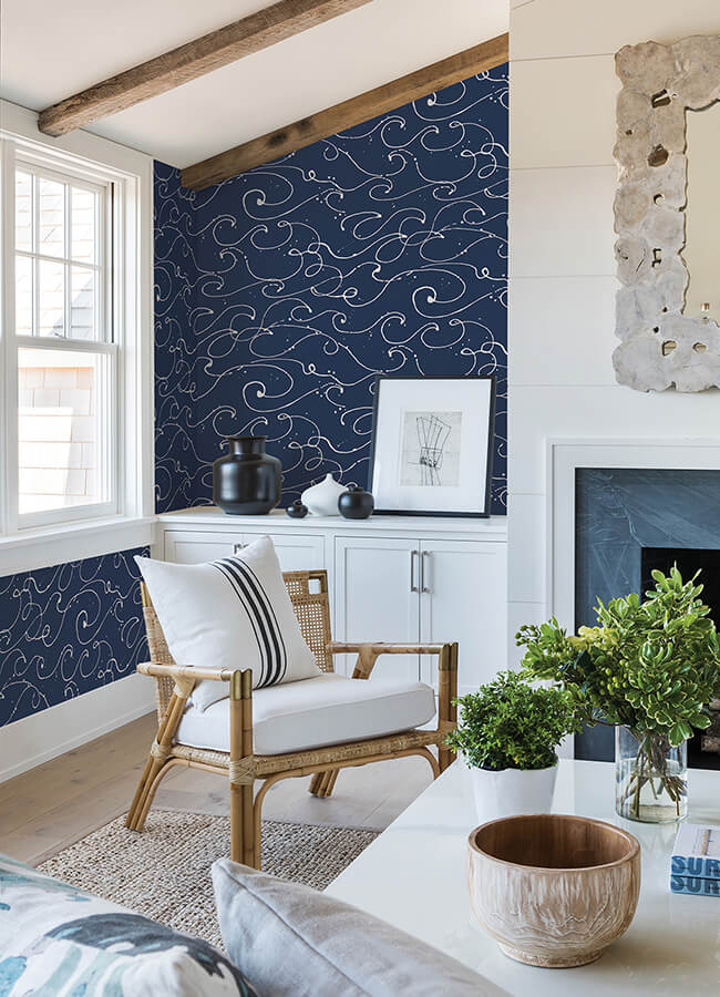 kuroshio-navy-ocean-wave-wallpaper-york-wallcoverings-4071-71004 - York Wallcoverings Wallpaper