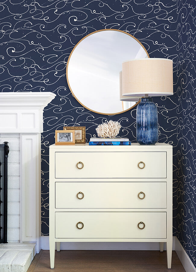 kuroshio-navy-ocean-wave-wallpaper-york-wallcoverings-4071-71004 - York Wallcoverings Wallpaper