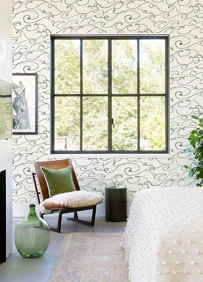 Kuroshio Charcoal Ocean Wave Wallpaper - York Wallcoverings - 4071-71008 - York Wallcoverings Wallpaper