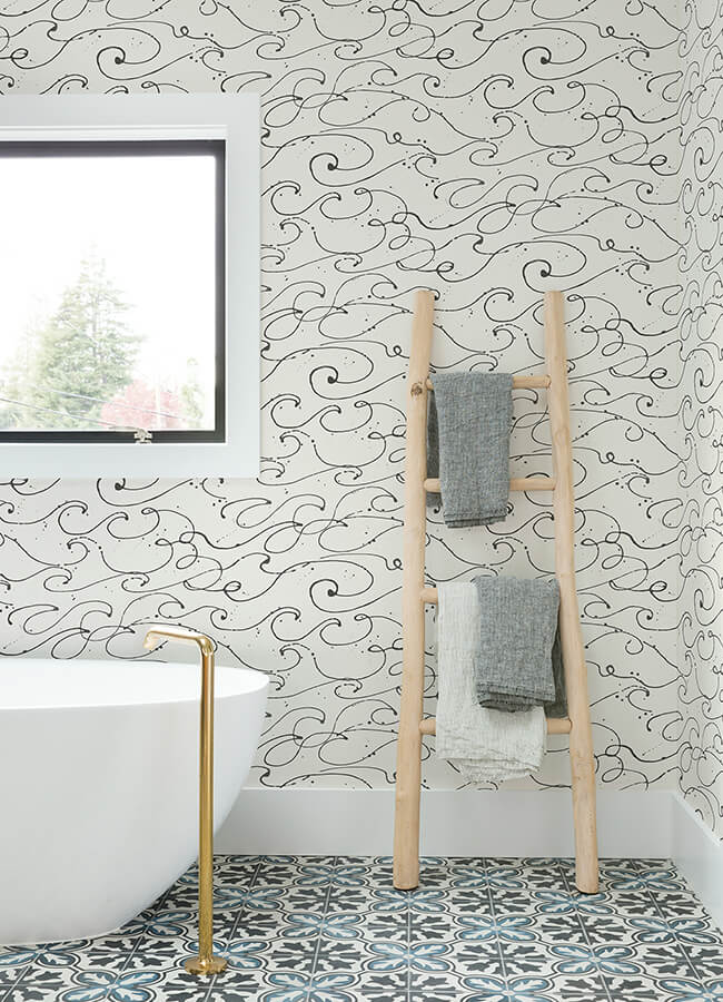 kuroshio-charcoal-ocean-wave-wallpaper-york-wallcoverings-4071-71008 - York Wallcoverings Wallpaper