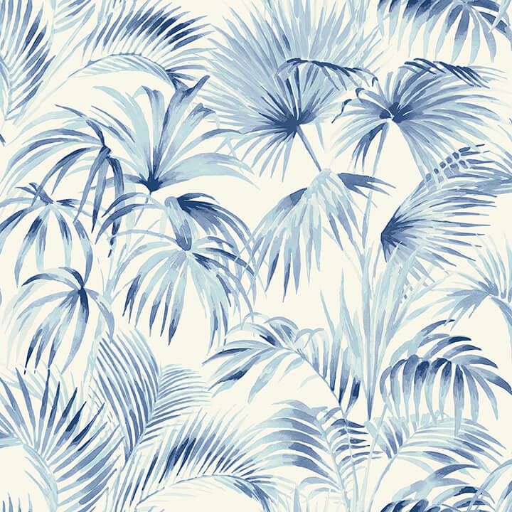manaus-blue-palm-frond-wallpaper-york-wallcoverings-4071-71016 - York Wallcoverings Papel pintado