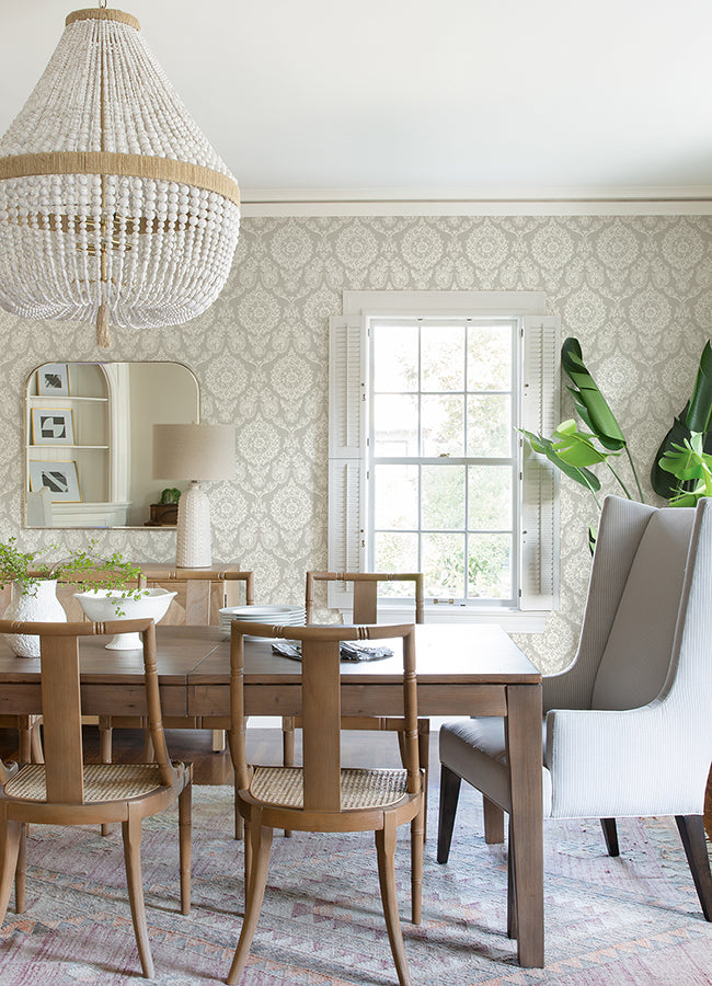 helm-damask-taupe-floral-medallion-wallpaper-york-wallcoverings-4071-71020 - York Wallcoverings Papel pintado